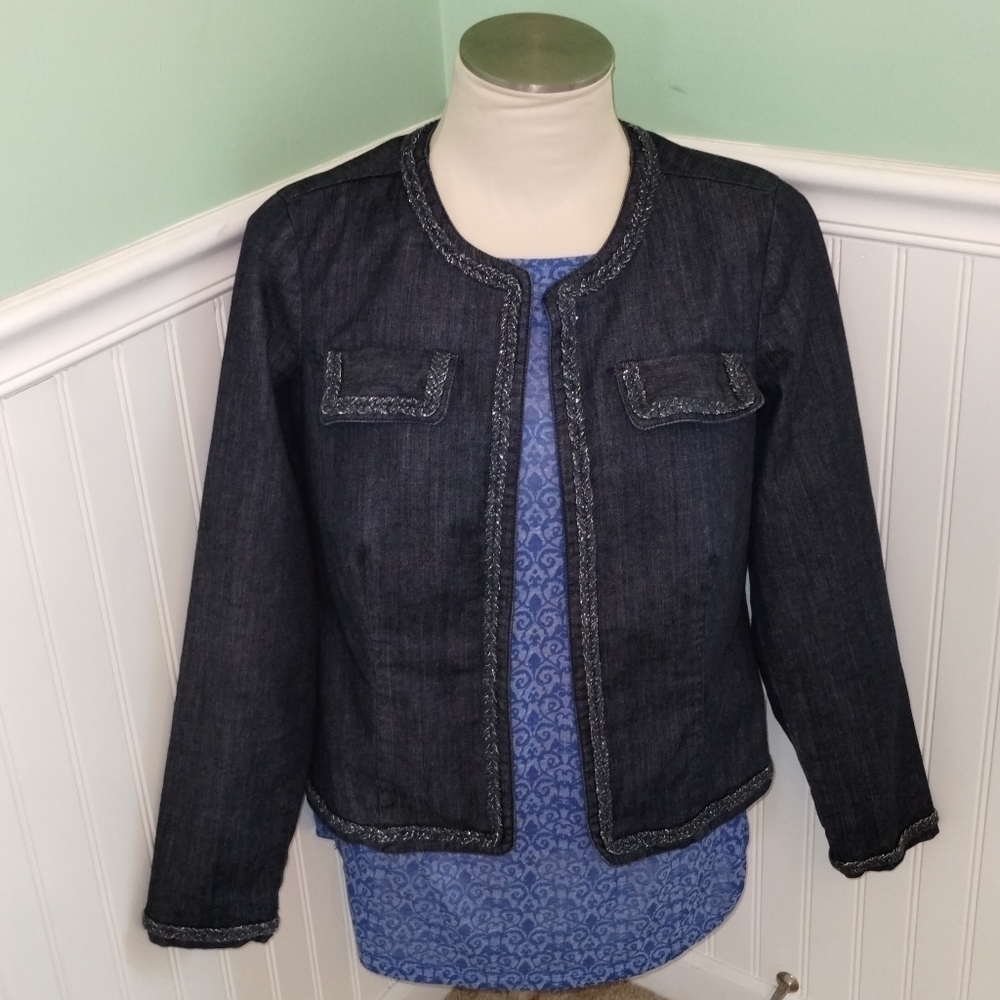 Christopher Banks soft Blue Jean Blazer Jacket size small